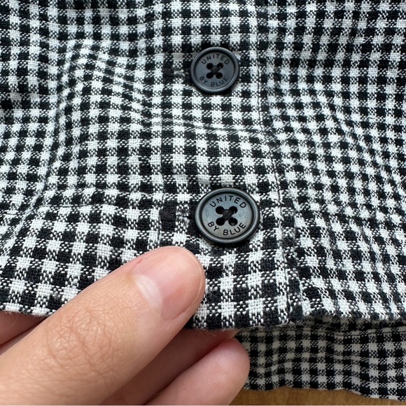 United By Blue Linen Pull-On Short and Cropped Tank Set, Black/White Gingham, L - Picture 7 of 16